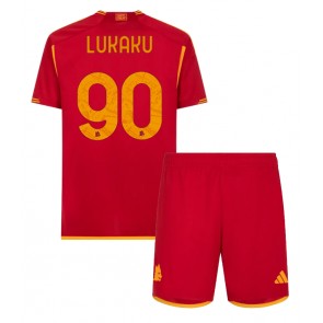 AS Roma Romelu Lukaku #90 Hemmaställ Barn 2023-24 Kortärmad (+ Korta byxor)